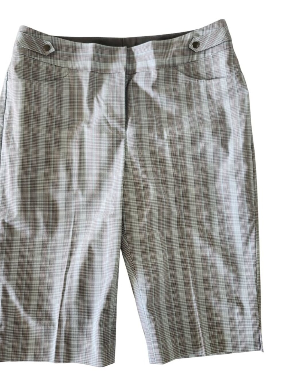 Cutter & Buck Bermuda Golf Shorts Plaid Blue and Brown Stretch Womens 10